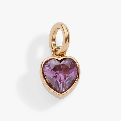February Clarity Heart Birthstone Charm by Alex and Ani in gold-tone with purple gemstone on Tampa Home & Garden Store.