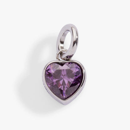 February Clarity Heart Birthstone Charm by Alex and Ani with amethyst gem in silver setting on Tampa Home & Garden Store
