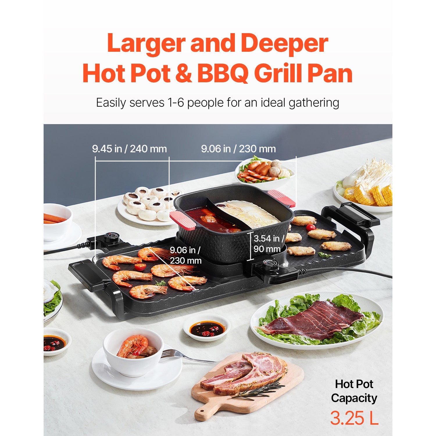 HouseOfZazla hot pot with grill 2300W 2-in-1 smokeless pan with removable pot 3.25 L on Tampa Home & Garden Store