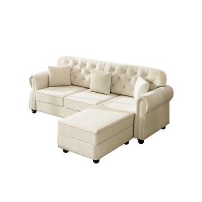 Upholstered Sofa Set with Nailhead and Pillows