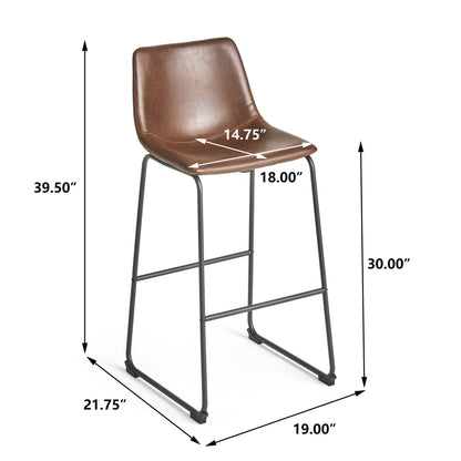 Barstool with vintage brown leather upholstery and foot rail, HouseOfZazla on Tampa Home & Garden Store