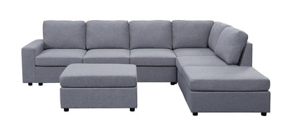 Cassia 7-seat modular sectional sofa with ottoman gray fabric chaise by Unique Piece Furniture on Tampa Home & Garden Store