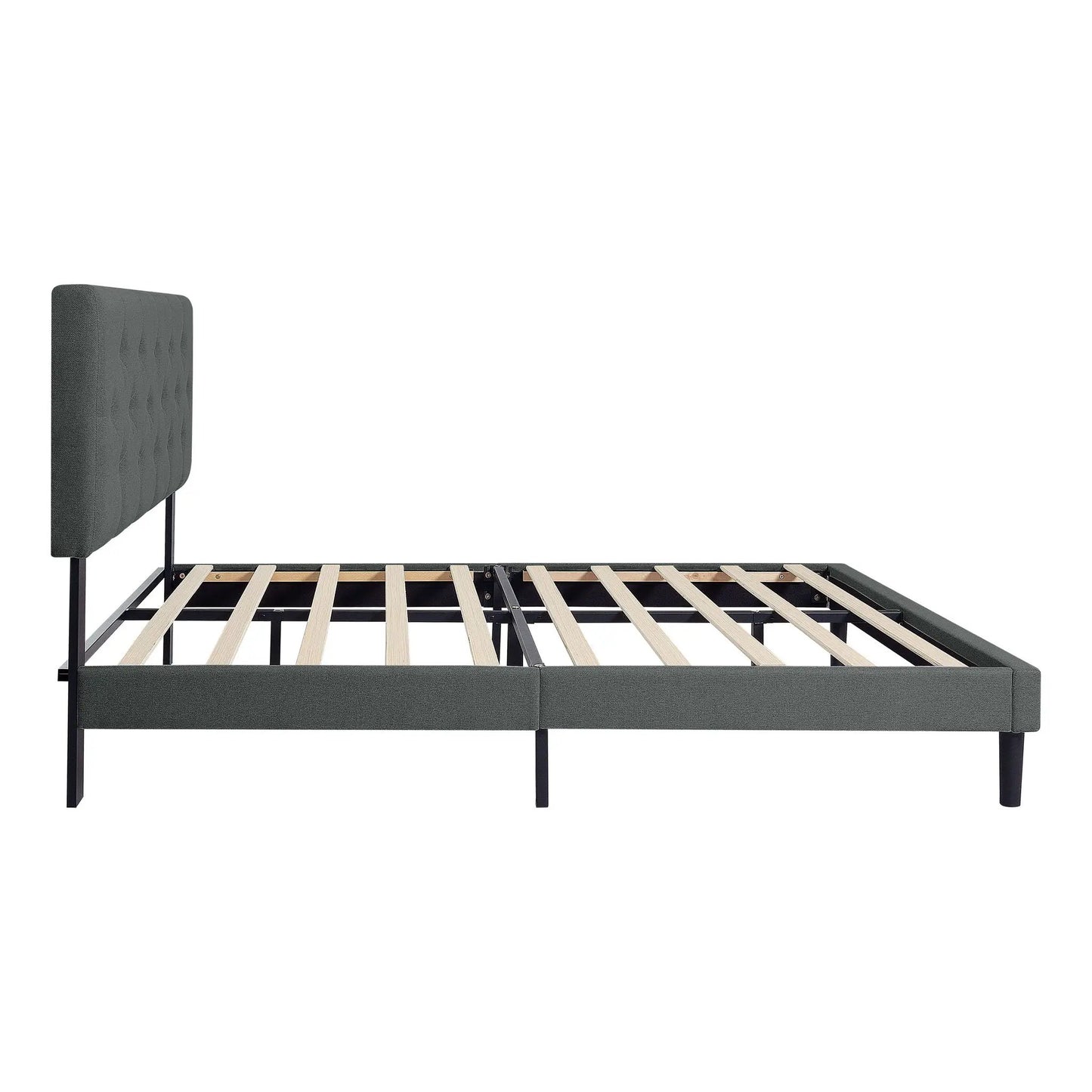 Modern Upholstered Platform Bed Tufted Headboard