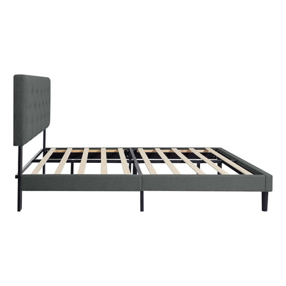 Modern Upholstered Platform Bed Tufted Headboard