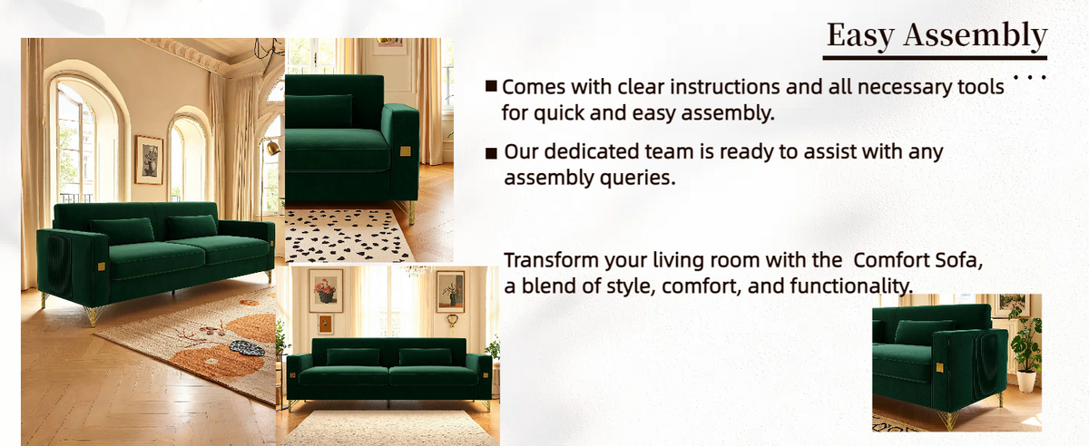 a Luxury Emerald Plush Sofa For Bedroom And Home