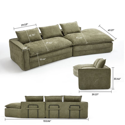 Stationary sectional sofa olive green with right chaise by HouseOfZazla on Tampa Home & Garden Store