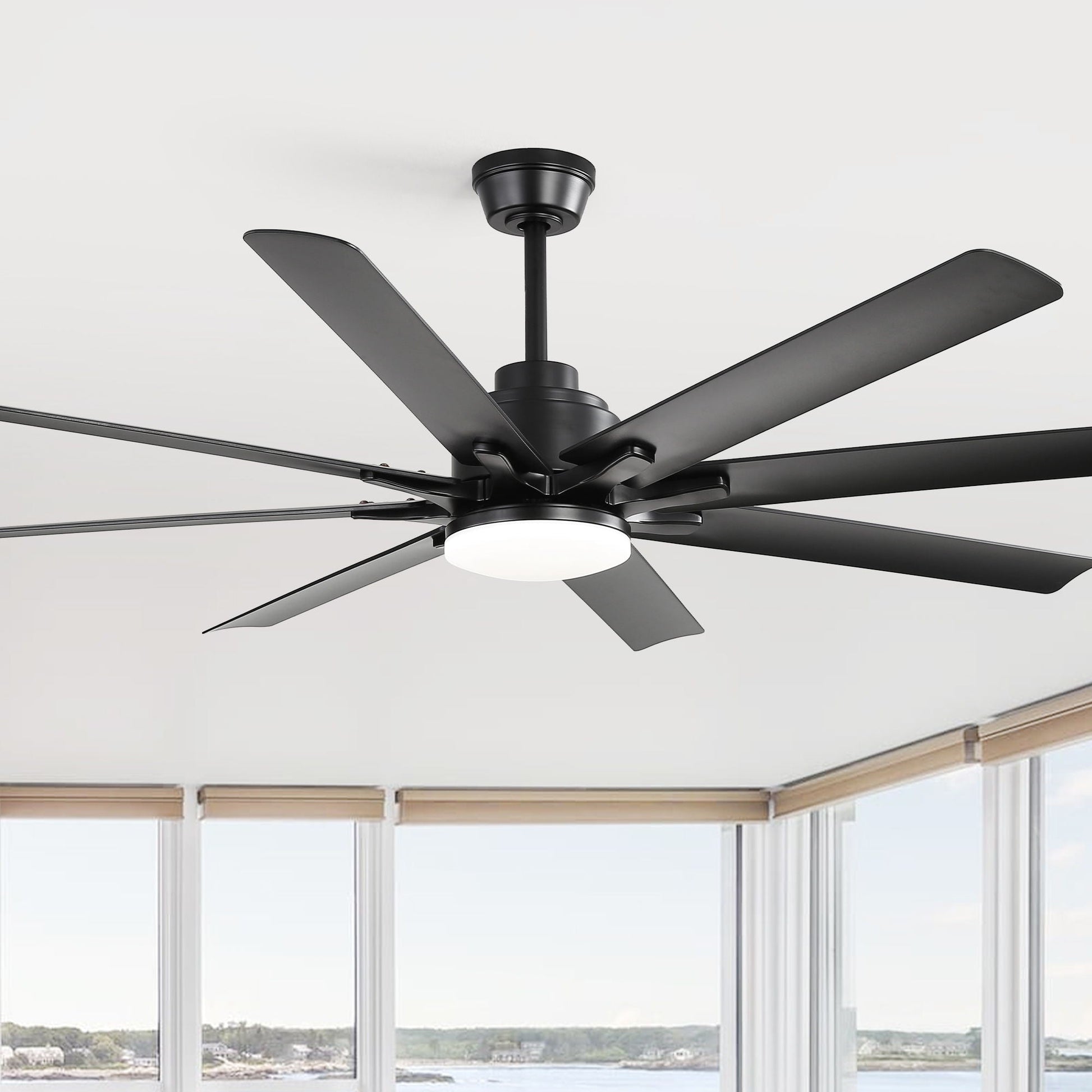 Smart Ceiling Fan with 8 black blades, HouseOfZazla, built-in light on Tampa Home & Garden Store