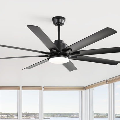 Smart Ceiling Fan with 8 black blades, HouseOfZazla, built-in light on Tampa Home & Garden Store