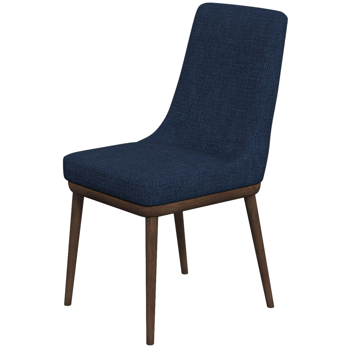 Mid-Century Modern dining chair set of 2 in navy fabric with solid wood legs on Tampa Home & Garden Store