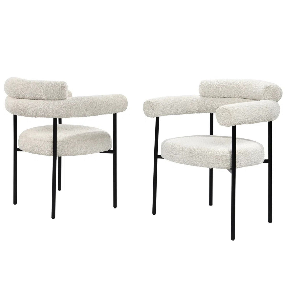 HouseOfZazla upholstered accent chairs with armrests set of 2 in beige boucle fabric on Tampa Home & Garden Store