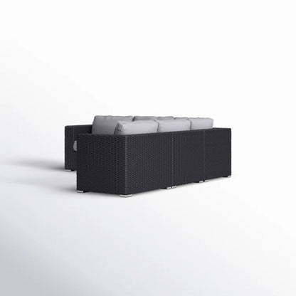 Luxurious wicker patio stationary sectional with Sunbrella gray cushions by HouseOfZazla on Tampa Home & Garden Store