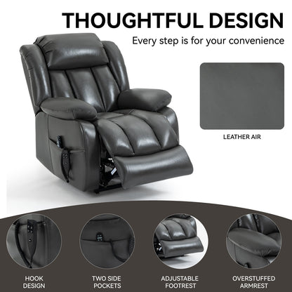 Dual Motor Electric Recliner Chair in dark gray leather by HouseOfZazla on Tampa Home & Garden Store