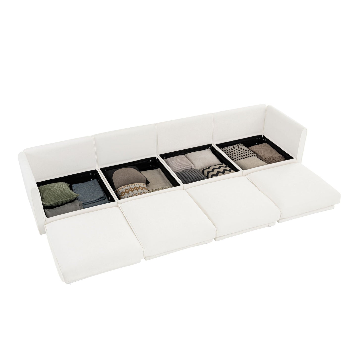 Modern Sofa with Storage and Cylindrical Backrest