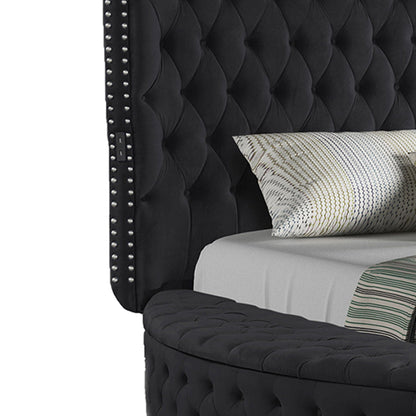 Hazel storage bed by HouseOfZazla, black tufted velvet with nailhead trim along the frame on Tampa Home & Garden Store
