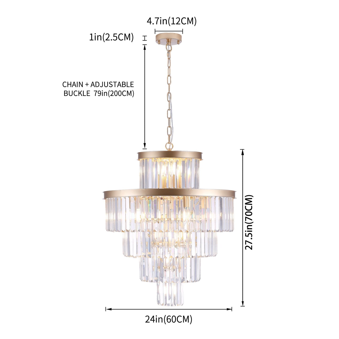 Golden Luxury Crystal Chandelier 23.6in brass finish with crystal prisms by HouseOfZazla on Tampa Home & Garden Store