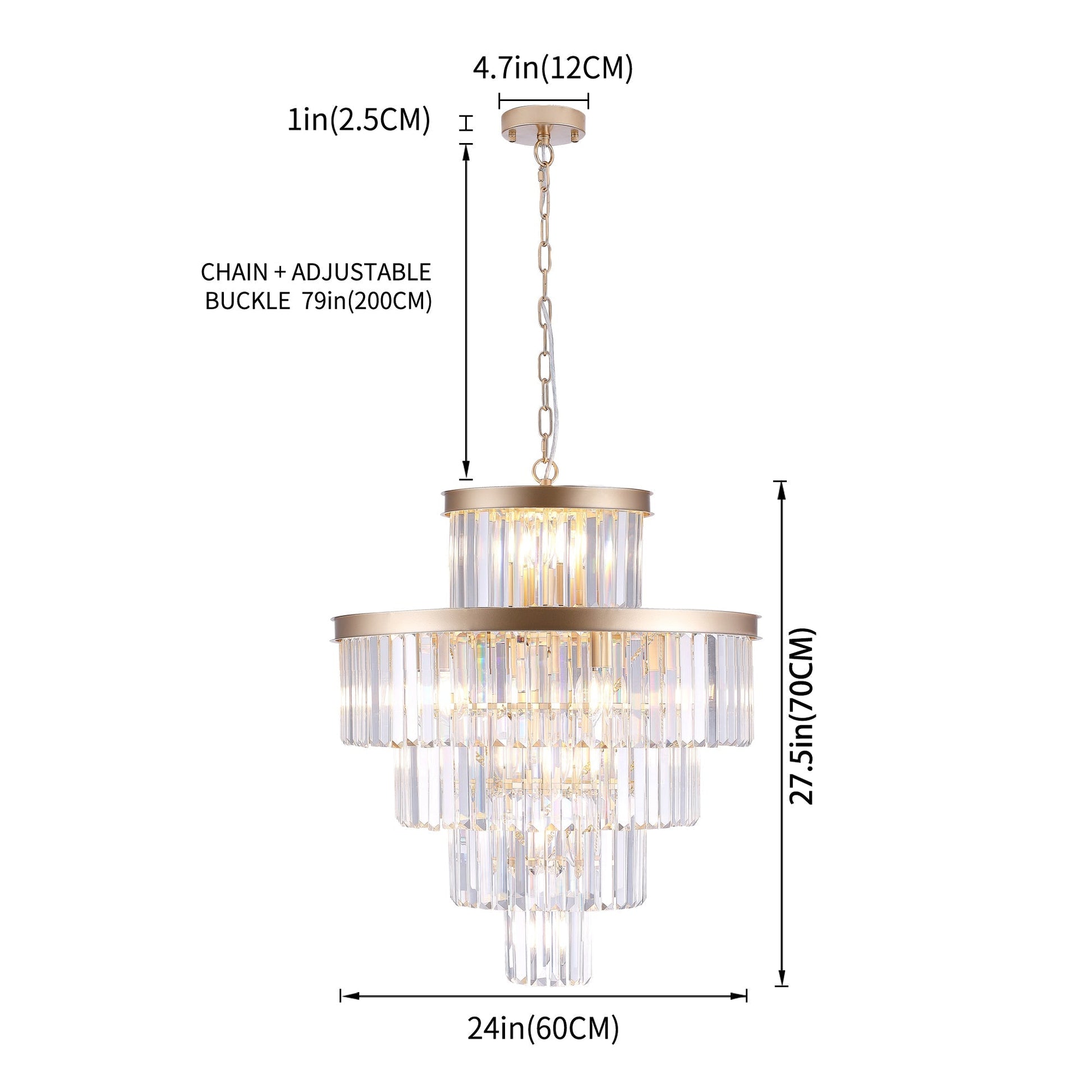 Golden Luxury Crystal Chandelier 23.6in brass finish with crystal prisms by HouseOfZazla on Tampa Home & Garden Store