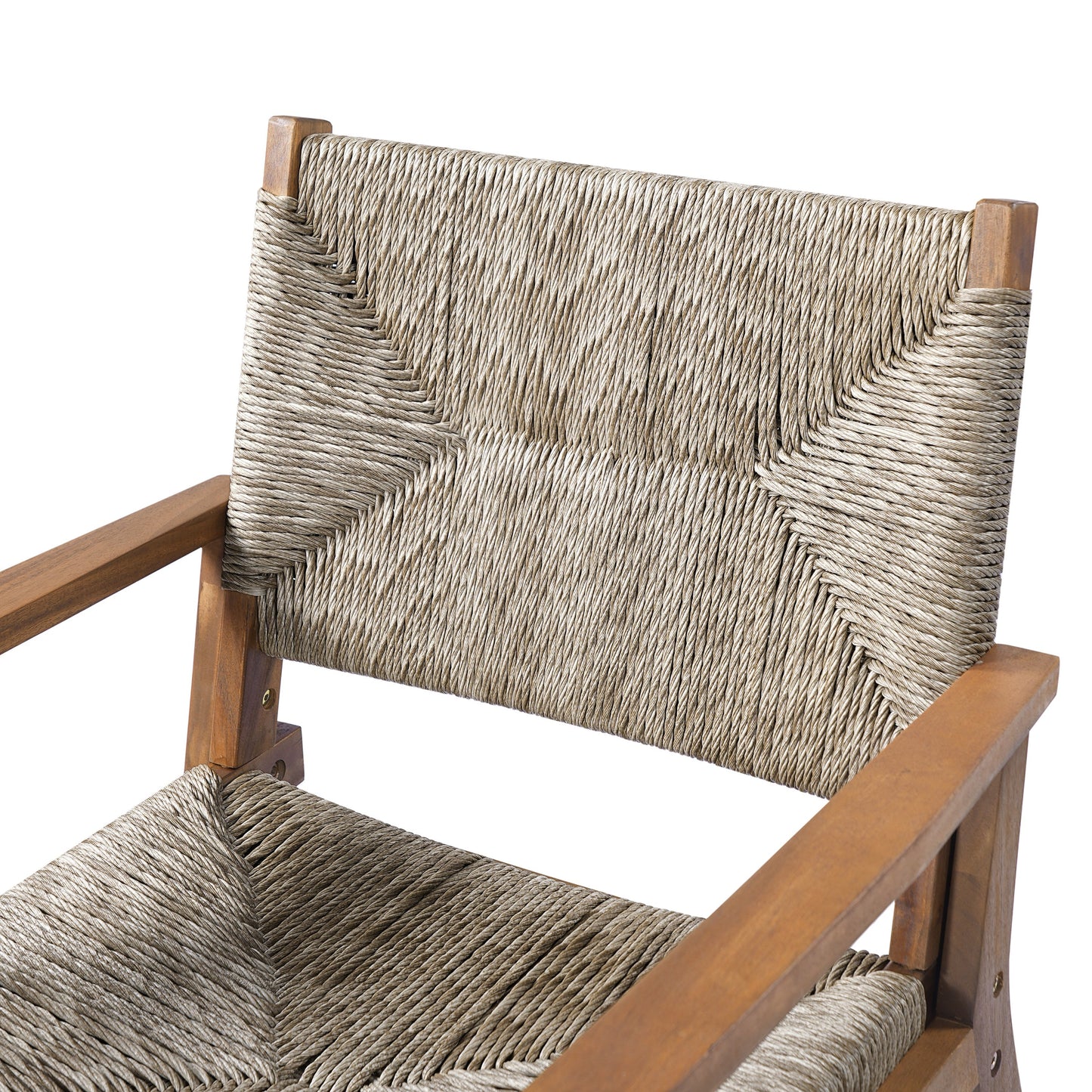 Outdoor Dining Chair Set with acacia wood frame and natural woven rope seat by HouseOfZazla on Tampa Home & Garden Store