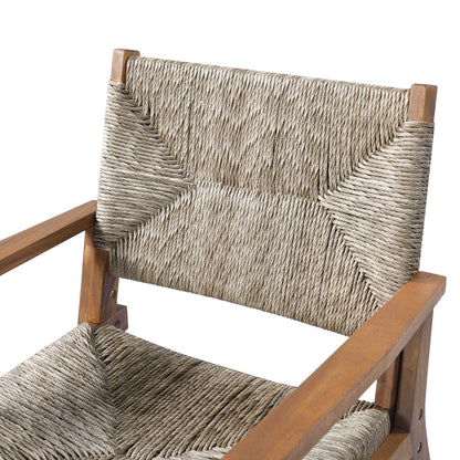 Outdoor Dining Chair Set with acacia wood frame and natural woven rope seat by HouseOfZazla on Tampa Home & Garden Store