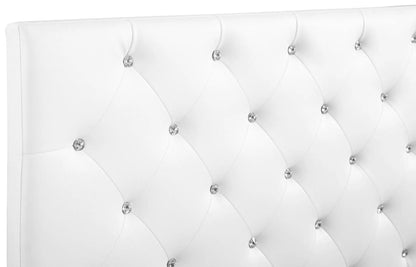 Panel Headboard with Faux Jewel Button Tufting