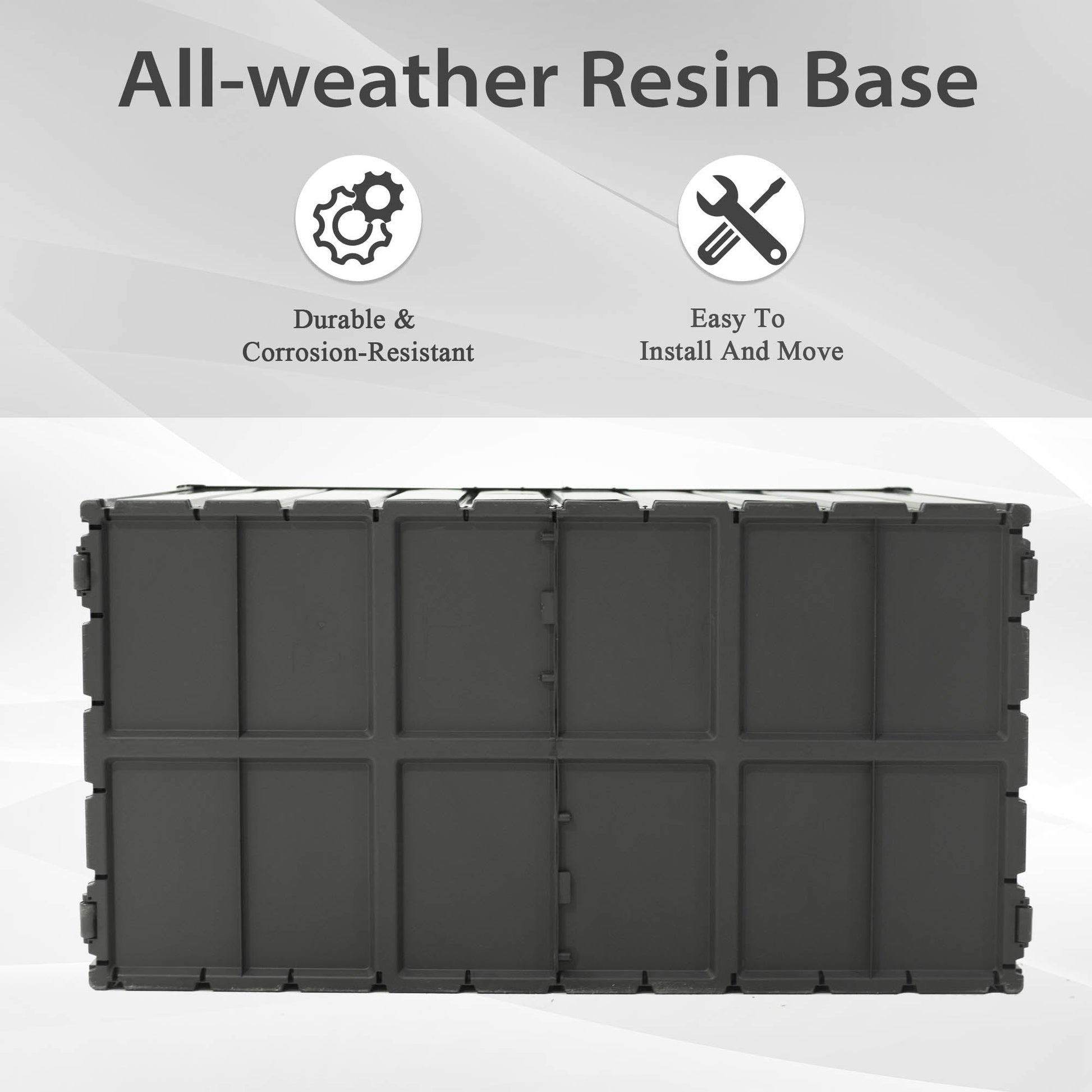 Deck box 100 Gallon Outdoor Storage by HouseOfZazla in dark gray, all-weather resin base on Tampa Home & Garden Store
