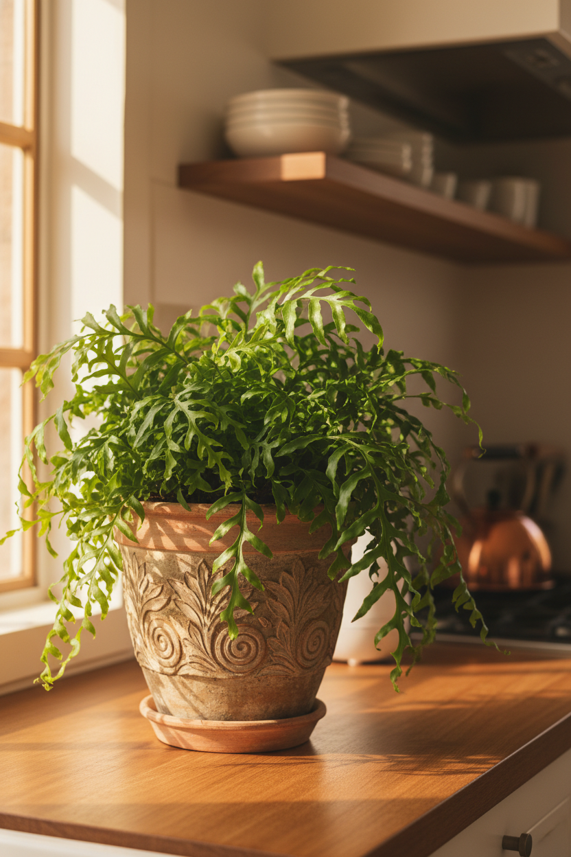 Fern Kangaroo Paw plant in a 6-inch decorative terracotta nursery pot on Tampa Home & Garden Store