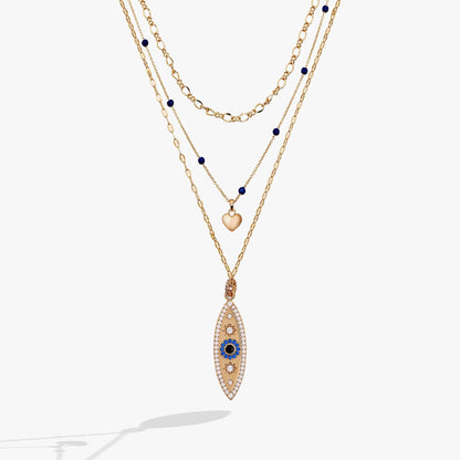 Festival Stranded Evil Eye Necklace by ALEX AND ANI gold-tone layered chains with cobalt beads on Tampa Home & Garden Store