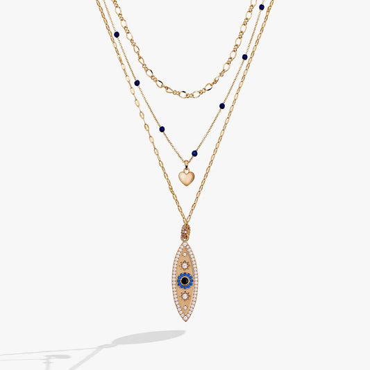 Festival Stranded Evil Eye Necklace by ALEX AND ANI gold-tone layered chains with cobalt beads on Tampa Home & Garden Store