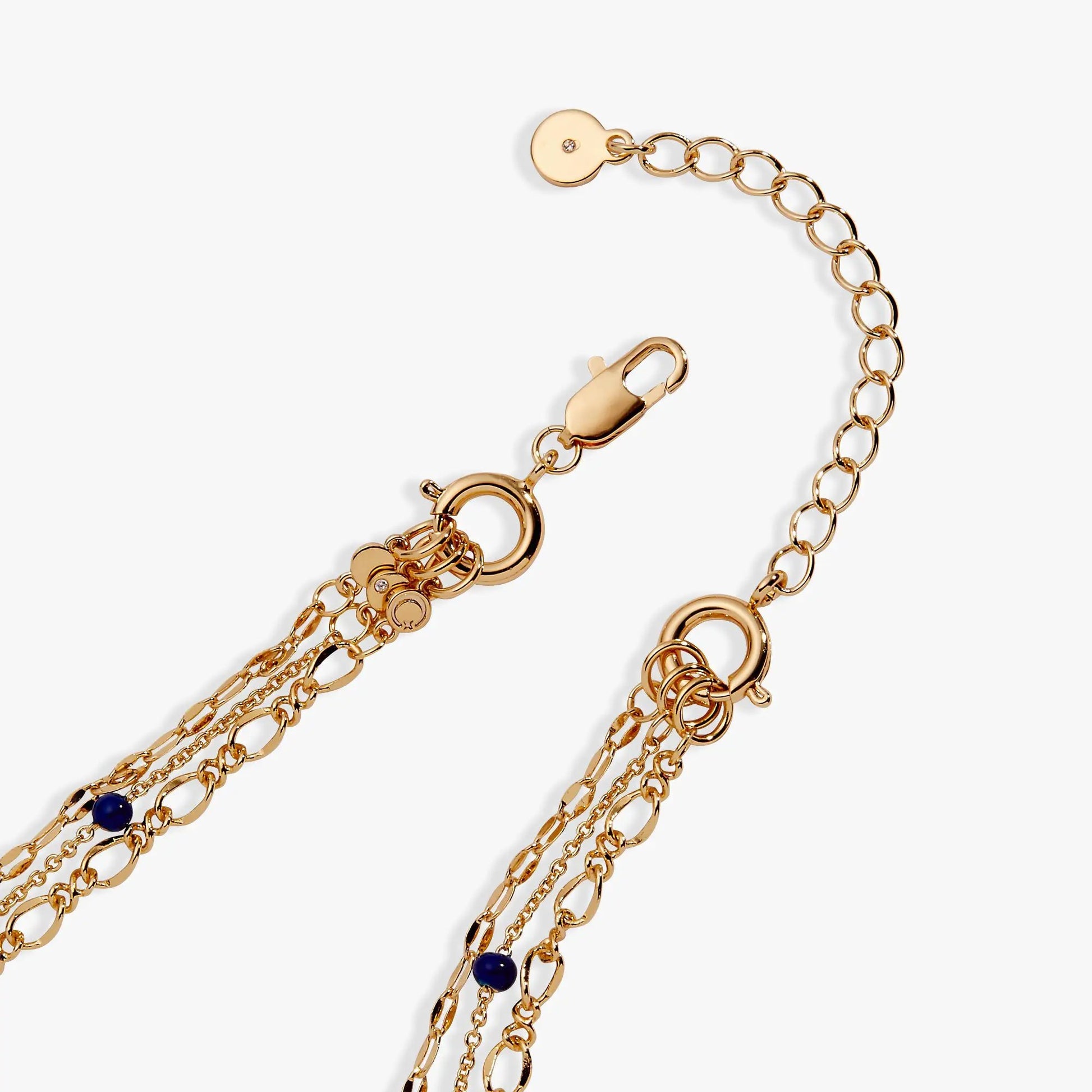 Festival Stranded Evil Eye Necklace, gold-tone chain with blue bead accents ALEX AND ANI on Tampa Home & Garden Store