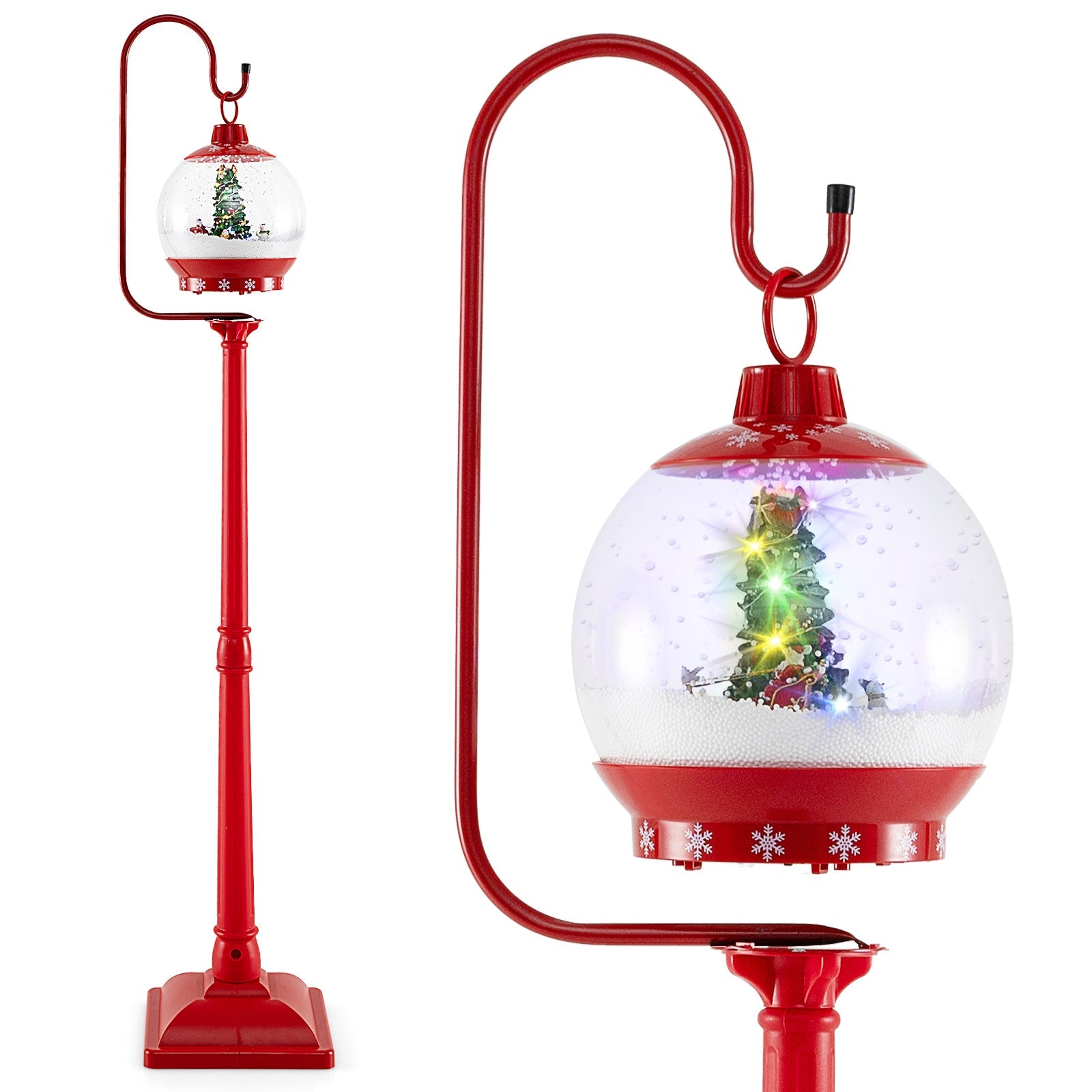 68 Inch Festive Musical Christmas Street Lamp Post with Snow Globe Lantern red DirectDeals on Tampa Home & Garden Store
