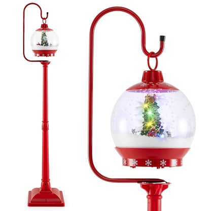 68 Inch Festive Musical Christmas Street Lamp Post with Snow Globe Lantern red DirectDeals on Tampa Home & Garden Store