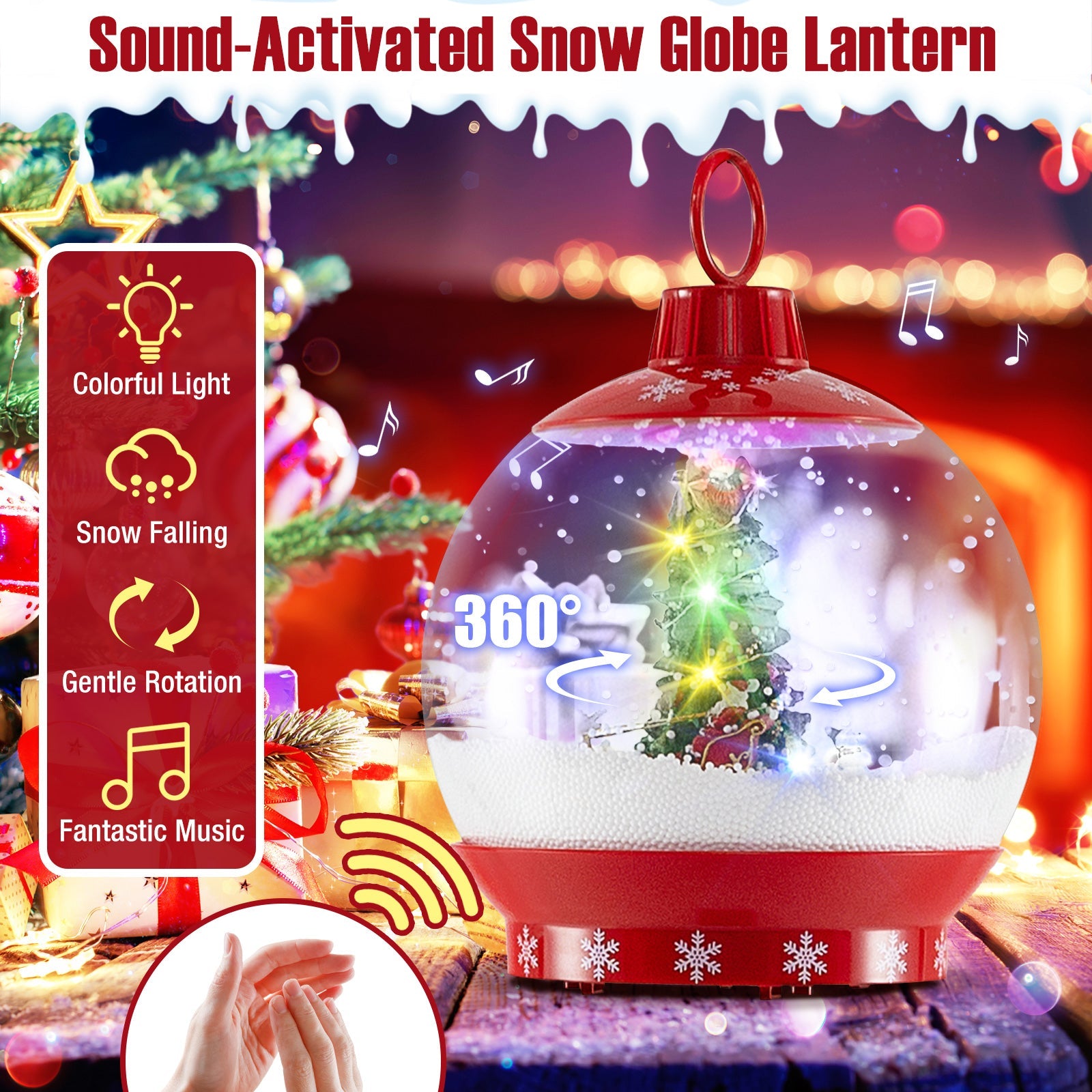68 Inch festive red snow globe lantern lamp post with rotating colorful lights DirectDeals on Tampa Home & Garden Store