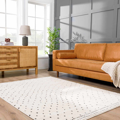 Julie Area Rug ivory white with black polka dots, Boutique Rugs on Tampa Home & Garden Store