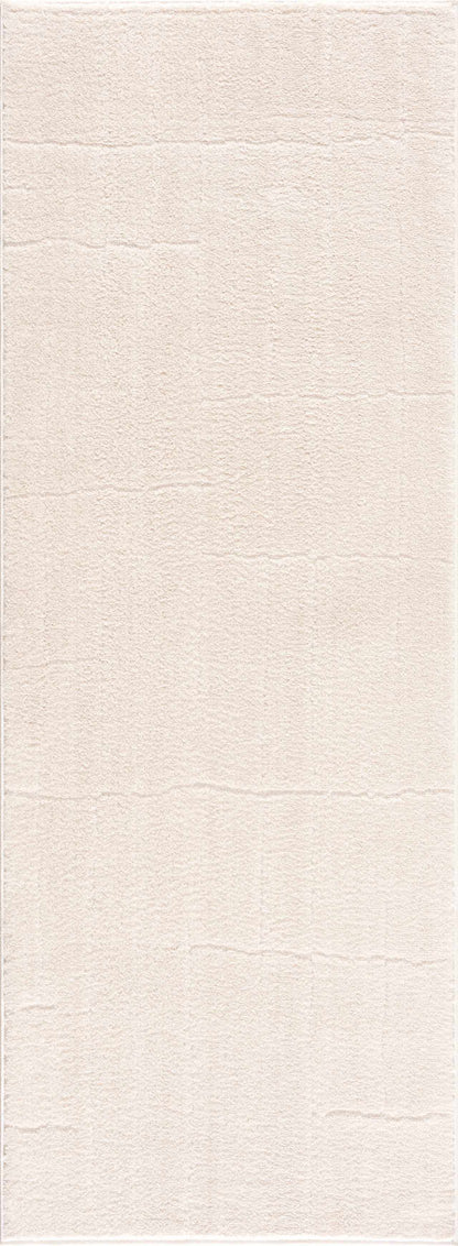 Koume Ivory Area Rug by Boutique Rugs, ivory plush pile with subtle tonal bands on Tampa Home & Garden Store
