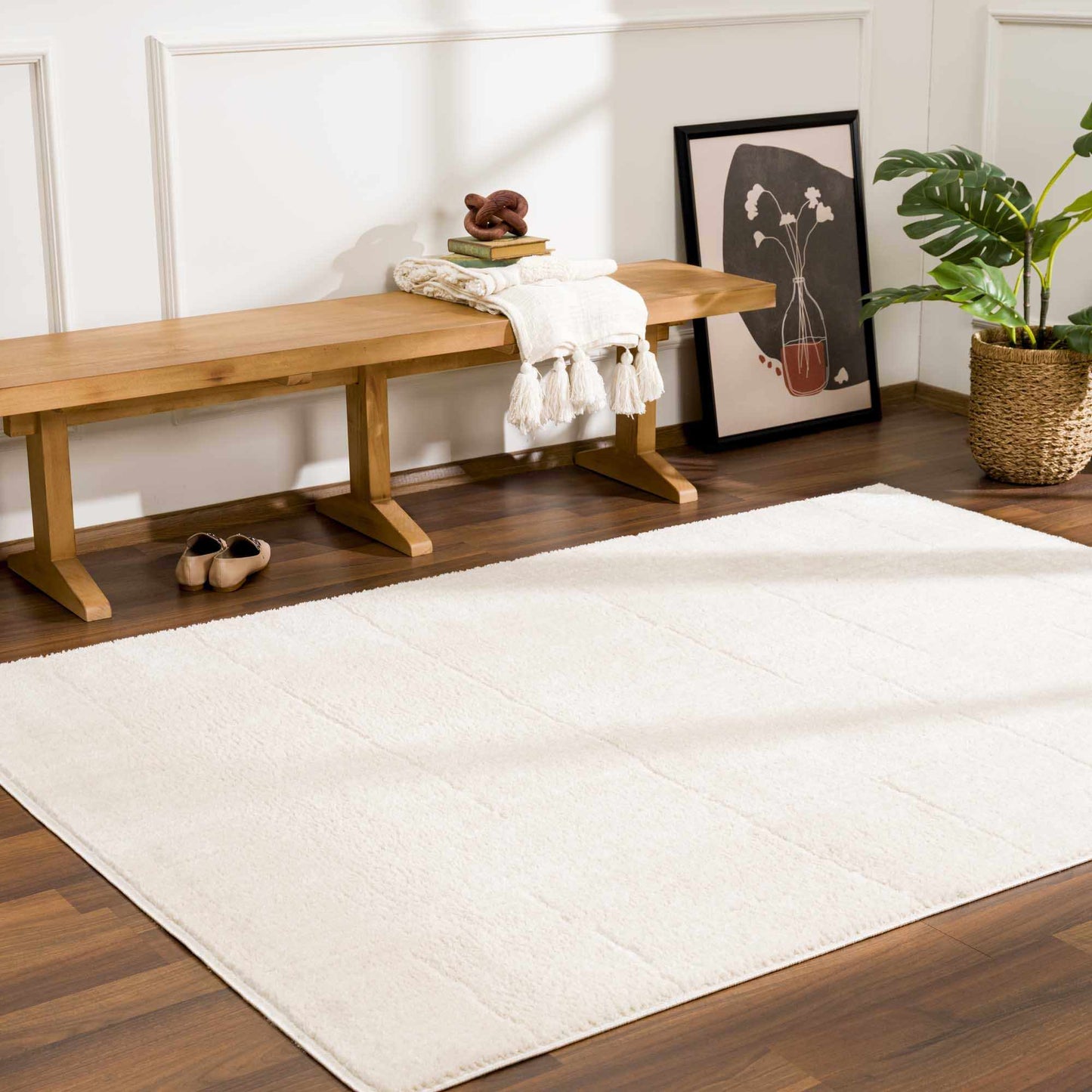 Koume Ivory Area Rug by Boutique Rugs, ivory color plush rug on Tampa Home & Garden Store
