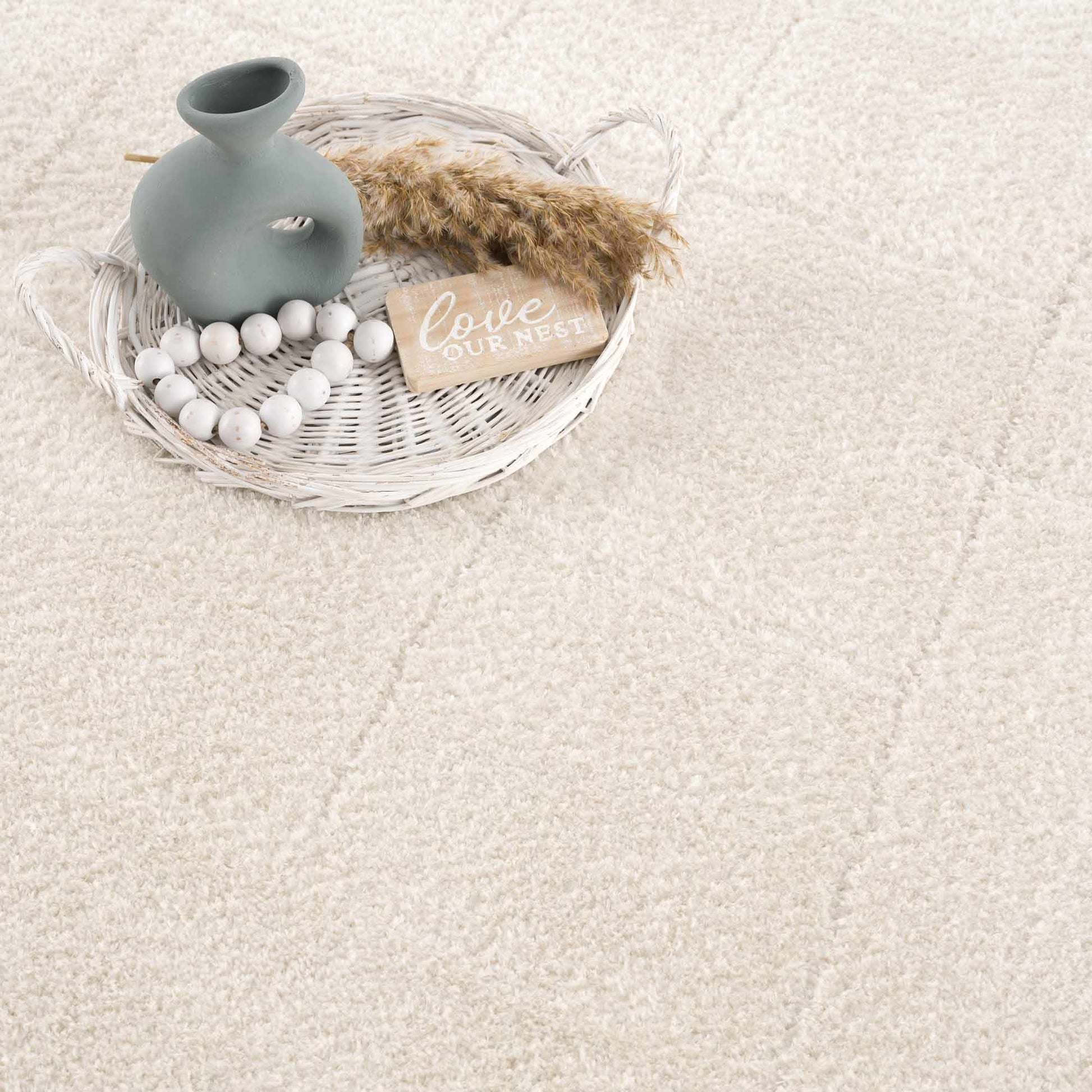 Koume Ivory Area Rug by Boutique Rugs in ivory beige tone with plush soft texture on Tampa Home & Garden Store