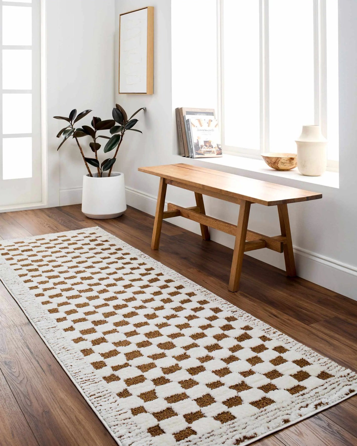 Leryn Brown Checkered Plush Rug white and brown checkered plush texture by Boutique Rugs on Tampa Home & Garden Store
