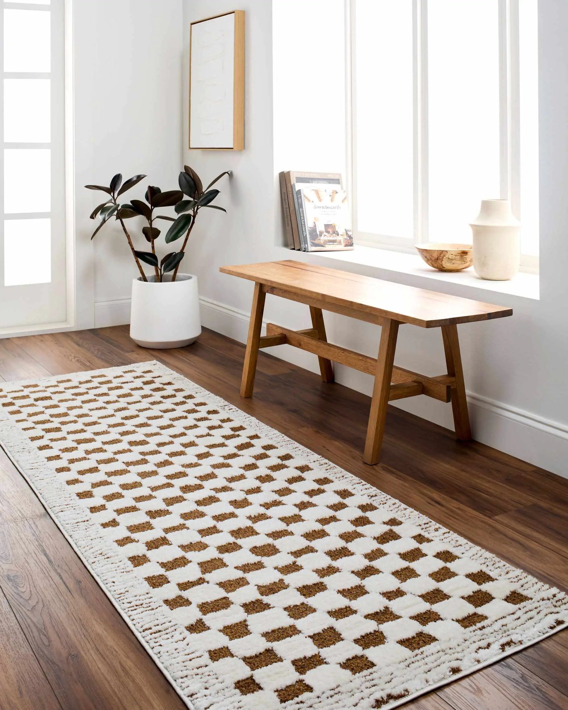 Leryn Brown Checkered Plush Rug white and brown checkered plush texture by Boutique Rugs on Tampa Home & Garden Store