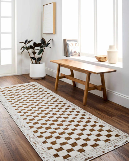 Leryn Brown Checkered Plush Rug white and brown checkered plush texture by Boutique Rugs on Tampa Home & Garden Store
