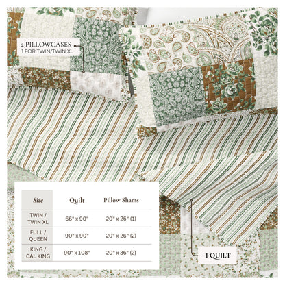 the Damia Floral Patchwork and Soft Quilt Set