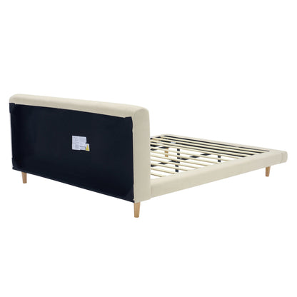 Beige Chunky Upholstered Headboard Cal King Bed