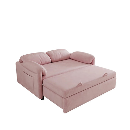 Sofa dual purpose lounge with retractable queen bed, blush pink velvet sleeper on Tampa Home & Garden Store