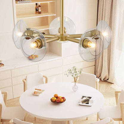 Chandelier 26in Modern Gold 5-Light Sputnik with clear glass shades by HouseOfZazla on Tampa Home & Garden Store