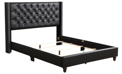 Upholstered Nailhead Trim Chic Bed in black faux leather by Unique Piece Furniture on Tampa Home & Garden Store