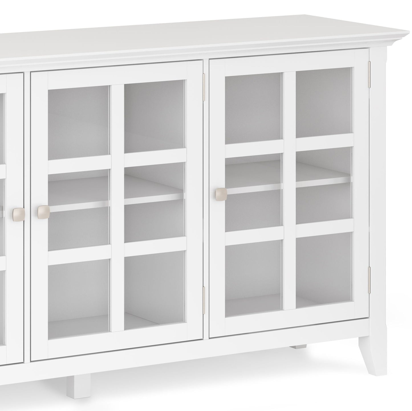 Acadian white wide storage cabinet glass doors HouseOfZazla on Tampa Home & Garden Store