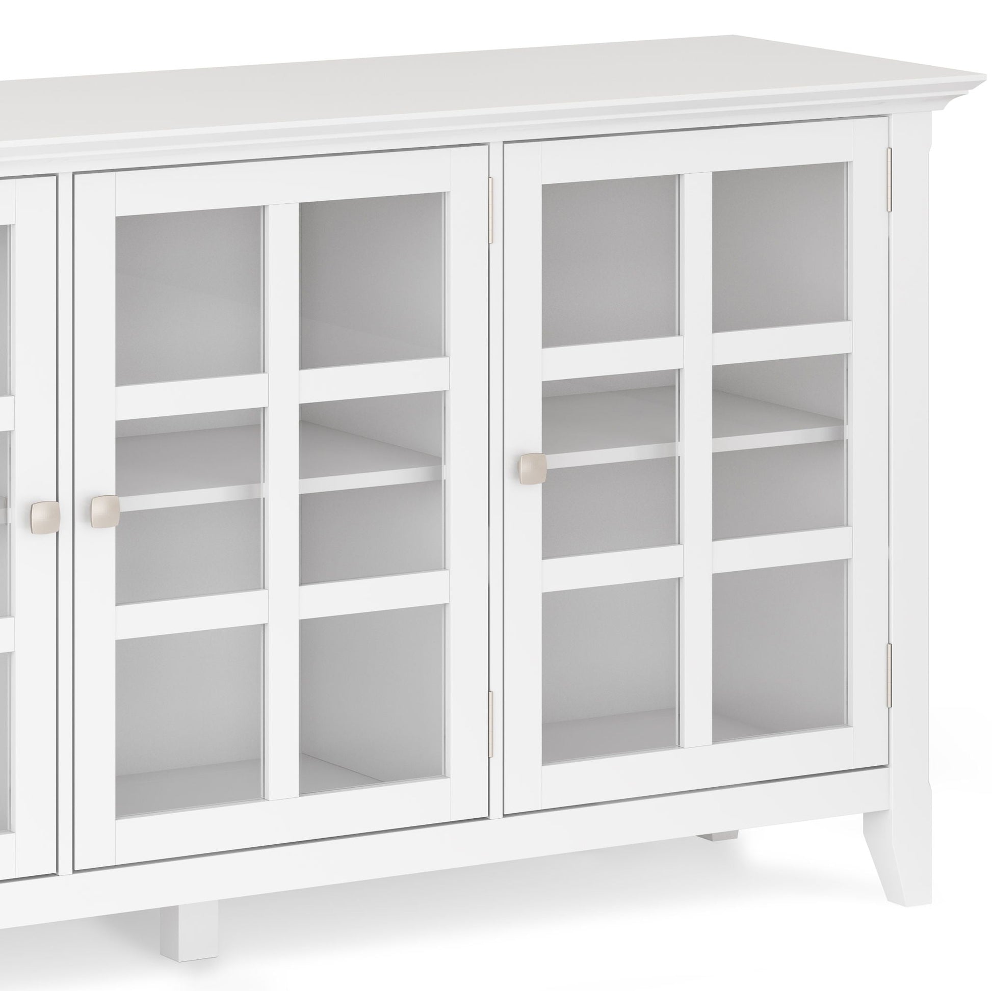 Acadian white wide storage cabinet glass doors HouseOfZazla on Tampa Home & Garden Store