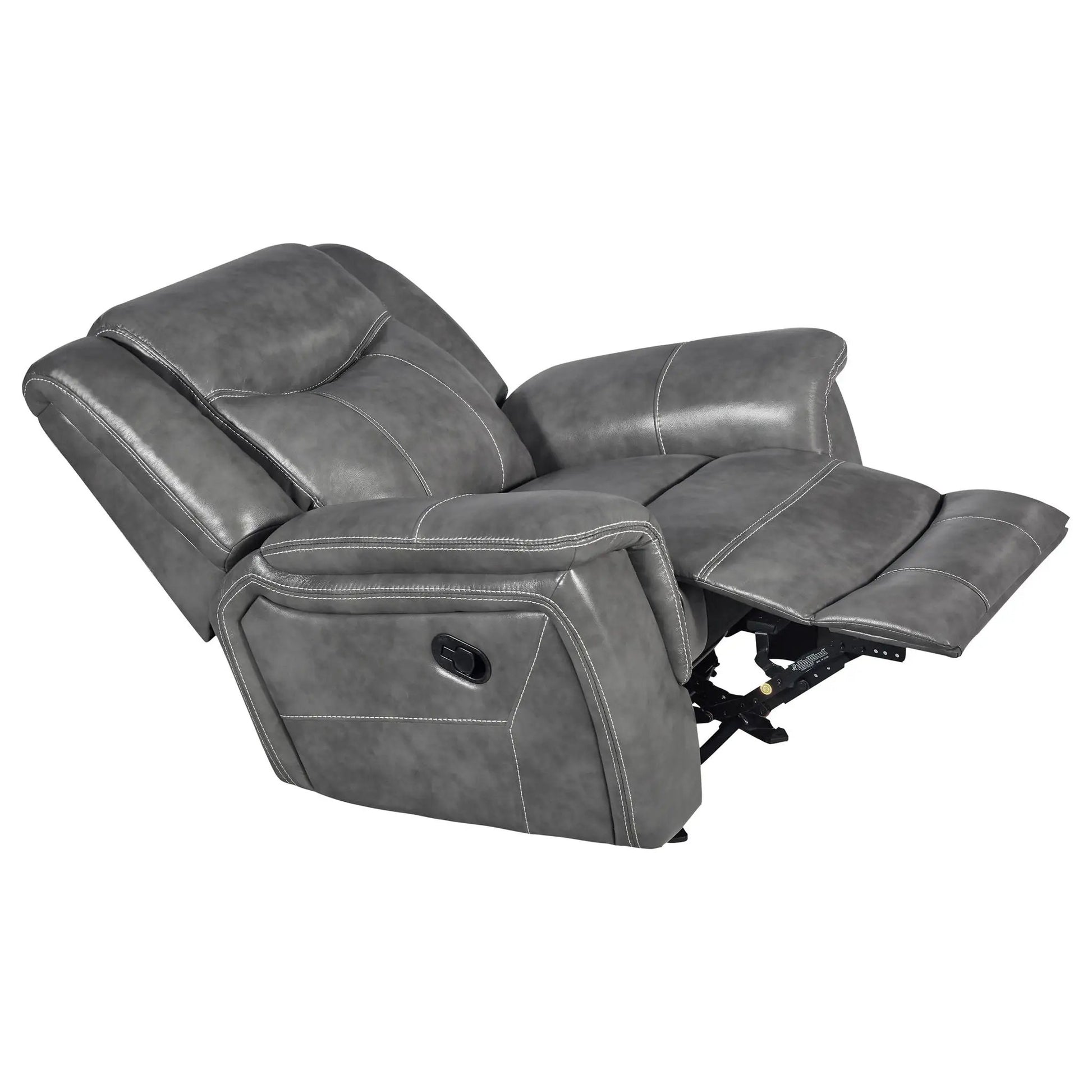 Encino gray upholstered padded arm glider recliner by Unique Piece Furniture on Tampa Home & Garden Store