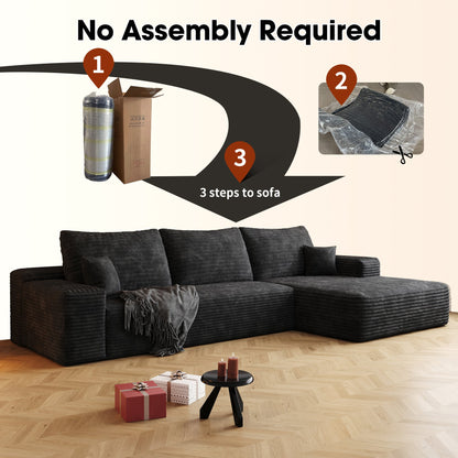 107-inch Cloud Sectional Sofa with L-shaped Chaise by HouseOfZazla in dark charcoal upholstery on Tampa Home & Garden Store