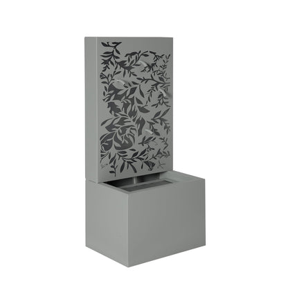 Gray Metal Leaf Cutout Outdoor Fountain with Led
