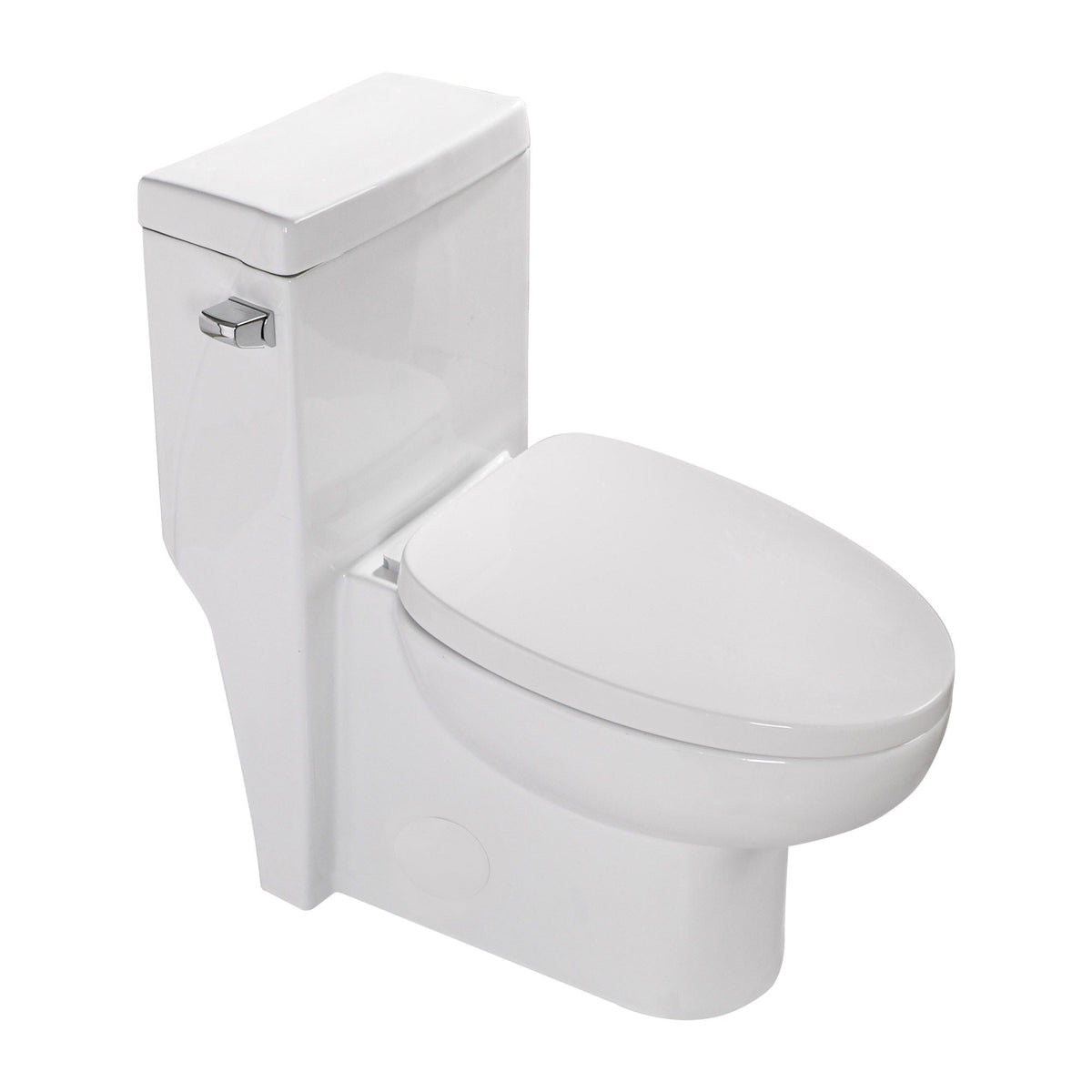 Modern white ceramic 1-piece toilet with soft-closing seat and chrome lever on Tampa Home & Garden Store
