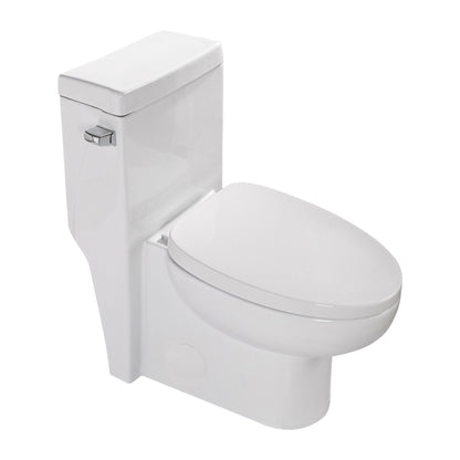 Modern white ceramic 1-piece toilet with soft-closing seat and chrome lever on Tampa Home & Garden Store